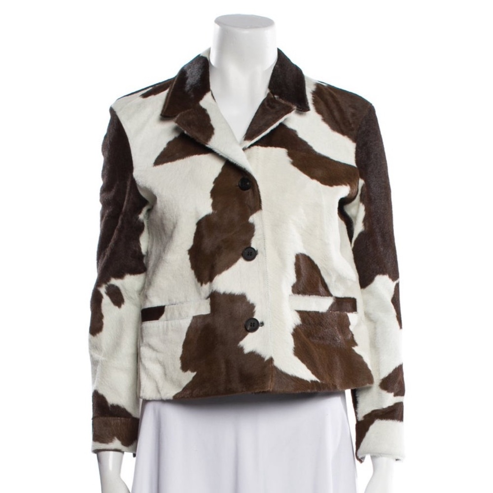 All Saints Black and White Cow Print Jacket - Picture 5 of 6